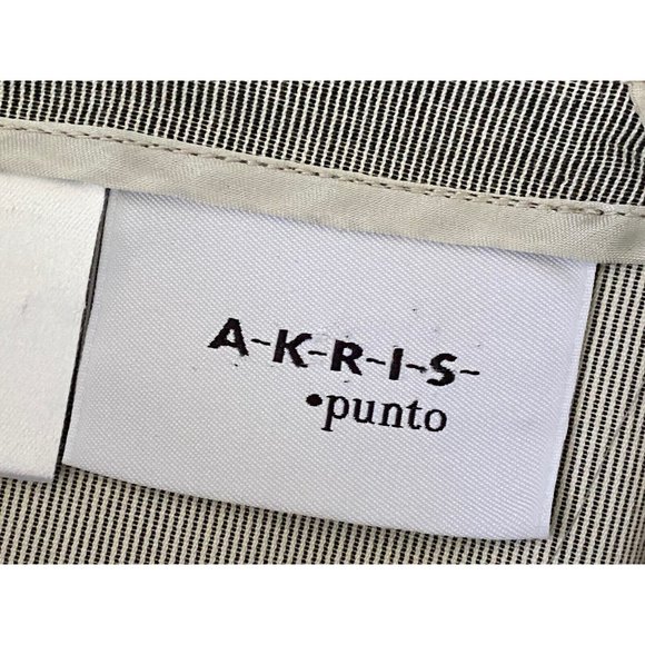 Akris Punto Gray Pinstripe High Rise Wide Leg Pants 8/ 32" X 30" Side Zip Belt - Picture 6 of 16